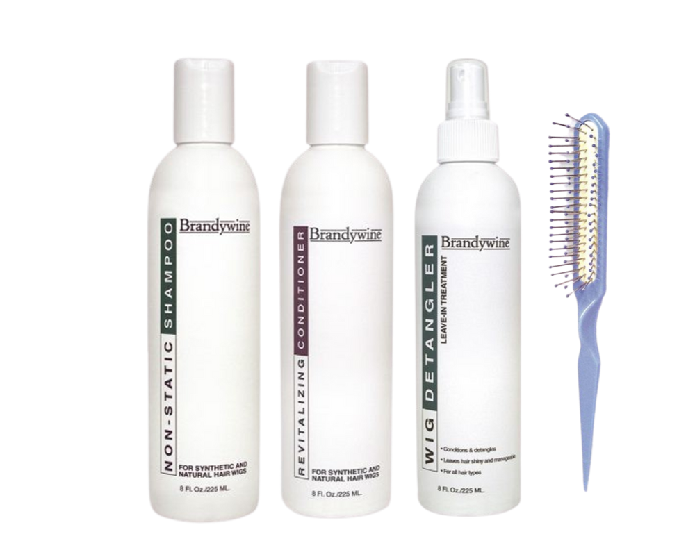 Brandywine 8oz Shampoo, Conditioner, Detangler and Wig Brush Kit