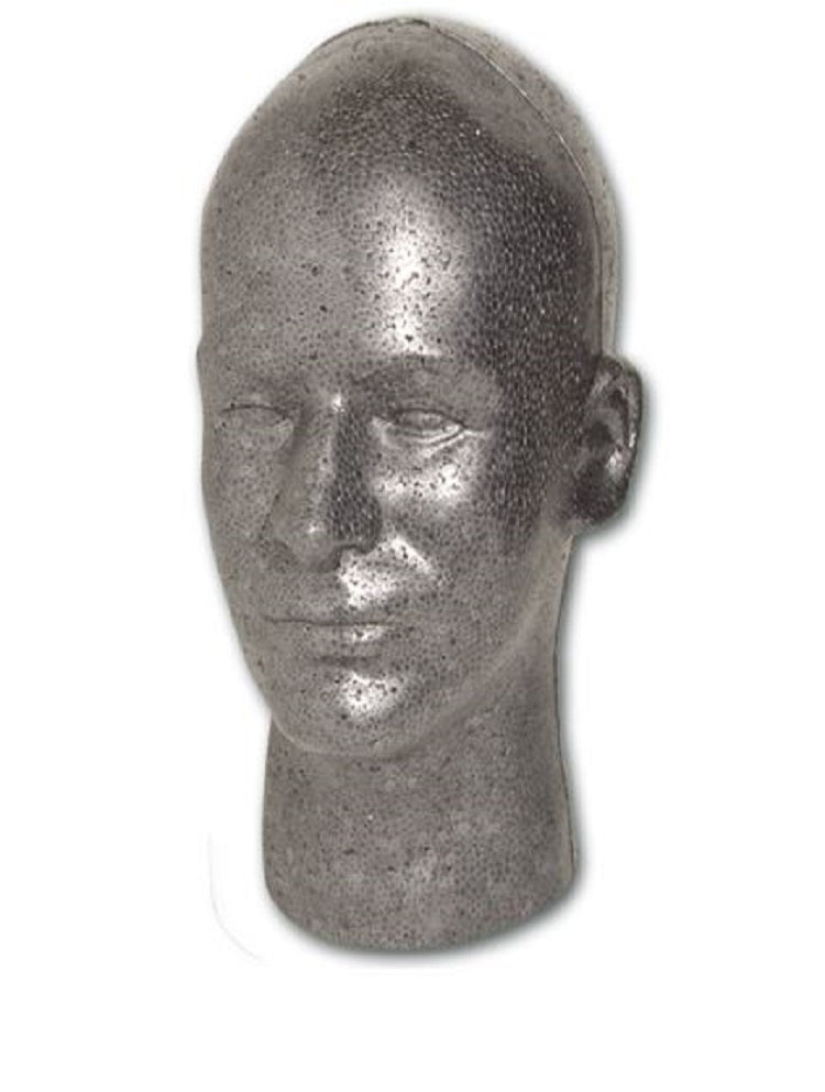 Male Face Styrofoam Mannequin Head, Size: 11, Gray