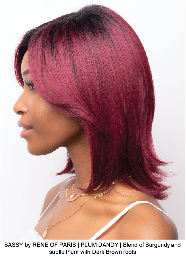 SASSY by RENE OF PARIS | PLUM DANDY | Blend of Burgundy and subtle Plum with Dark Brown roots