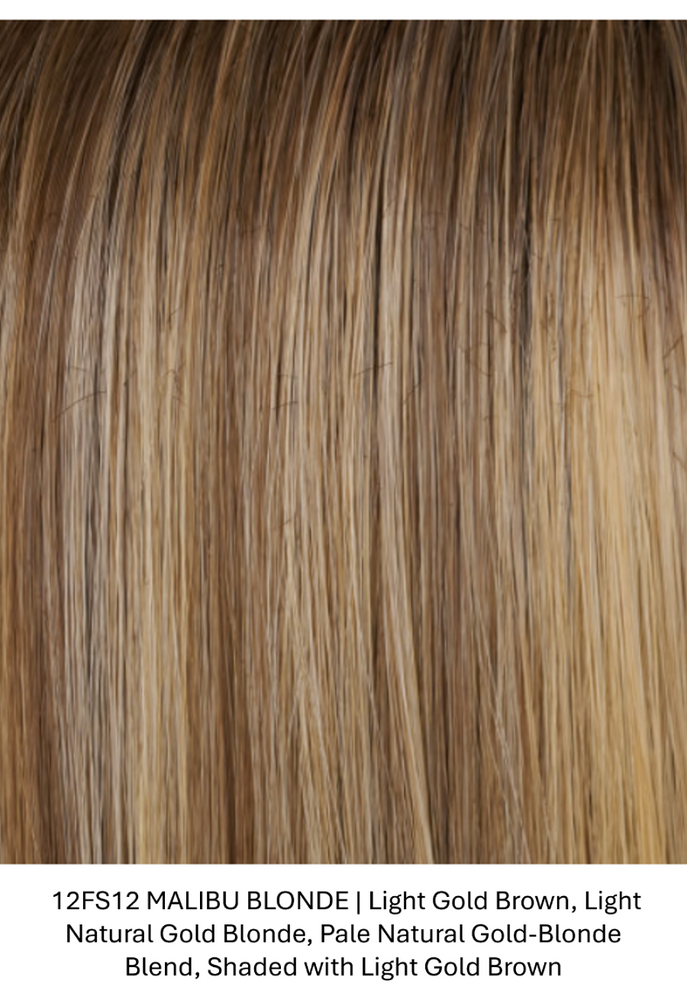 12FS12 MALIBU BLONDE | Light Gold Brown, Light Natural Gold Blonde, Pale Natural Gold-Blonde Blend, Shaded with Light Gold Brown