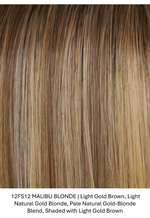 12FS12 MALIBU BLONDE | Light Gold Brown, Light Natural Gold Blonde, Pale Natural Gold-Blonde Blend, Shaded with Light Gold Brown