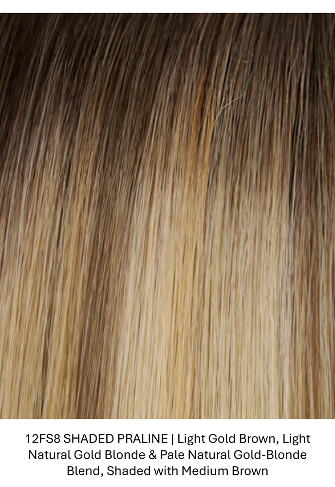 12FS8 SHADED PRALINE | Light Gold Brown, Light Natural Gold Blonde & Pale Natural Gold-Blonde Blend, Shaded with Medium Brown
