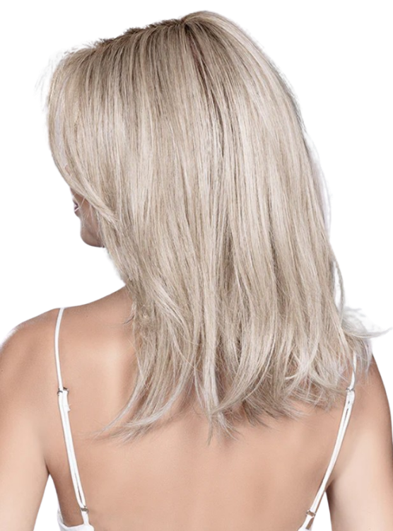 AFFAIR HI by ELLEN WILLE in PEARL ROOTED 101.14 | Pearl Platinum and Medium Ash Blonde Blend with Shaded Roots