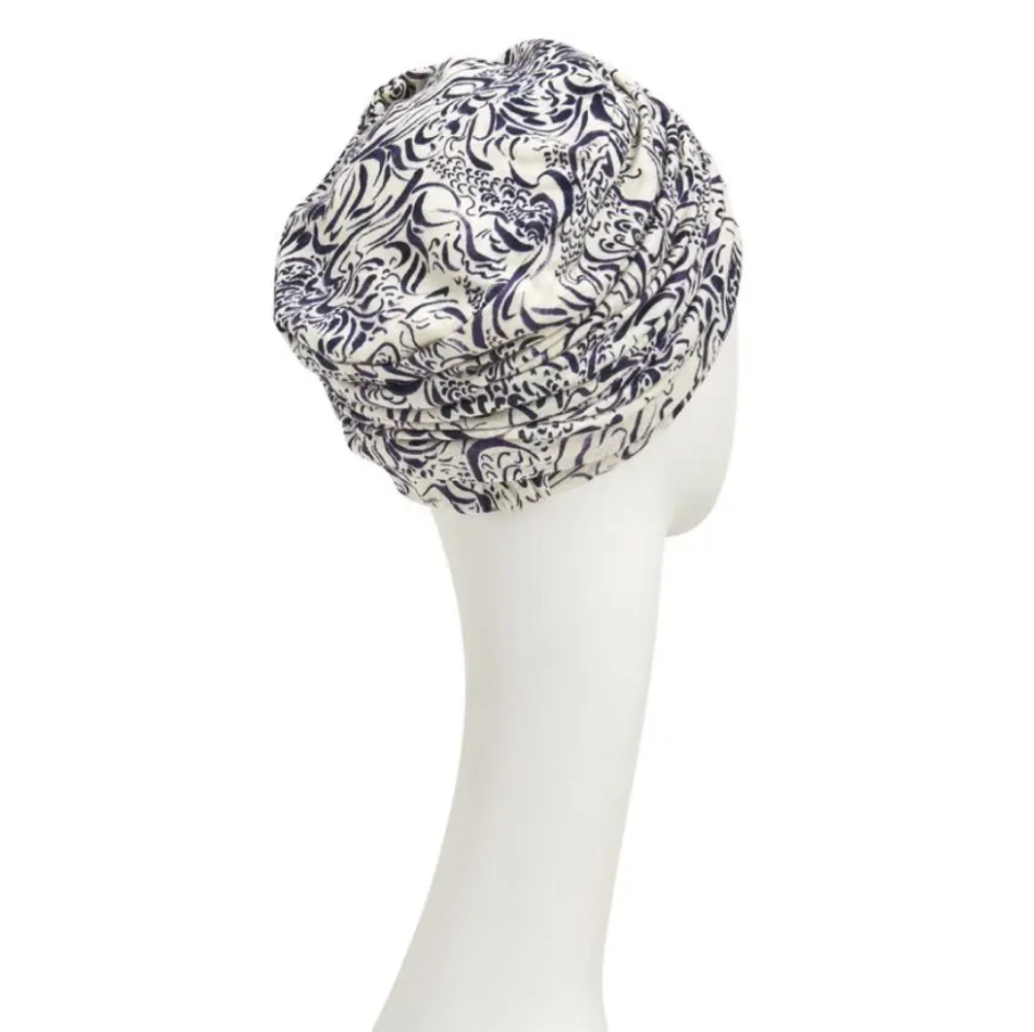 Beatrice Linen Printed Turban, Lavender Illusions Christine Headwear Chemo Headwear