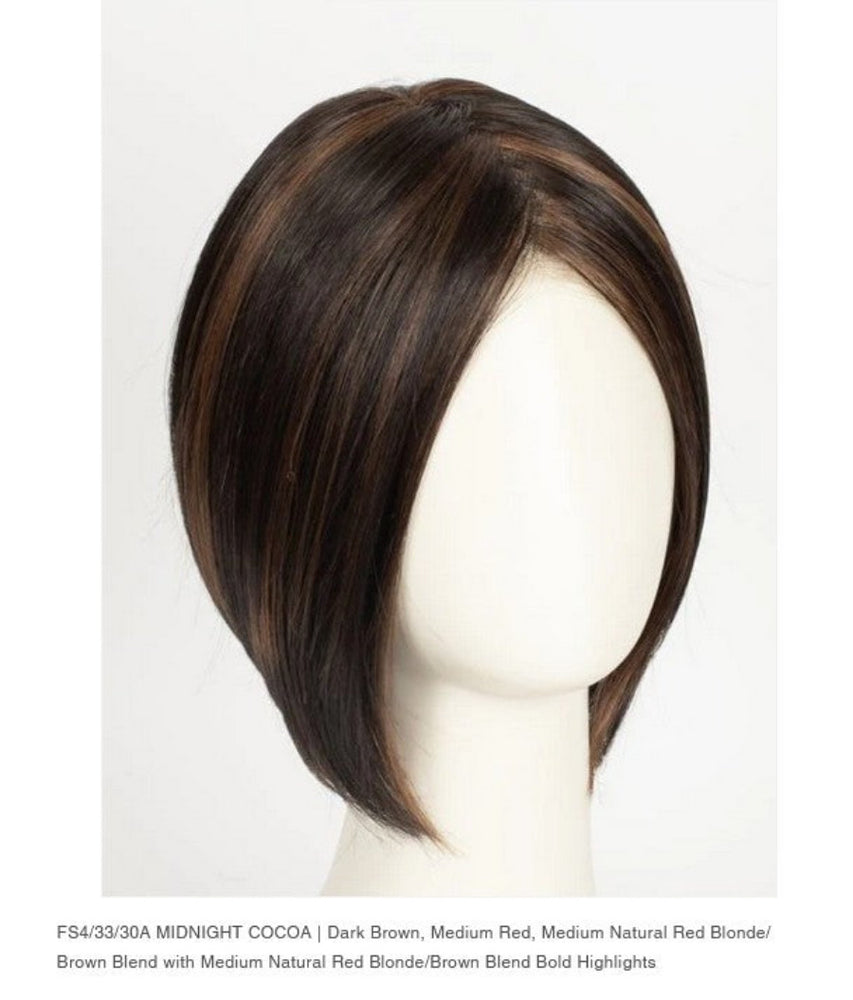 FS4/33/30A MIDNIGHT COCOA | Dark Brown, Medium Red, Medium Natural Red Blonde/Brown Blend with Medium Natural Red Blonde/Brown Blend Bold Highlights JON RENAU