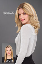 EASIPART T 12" by Jon Renau in 12FS8 SHADED PRALINE | Medium Natural Gold Blonde, Light Gold Blonde, Pale Natural Blonde Blend, Shaded with Dark Brown