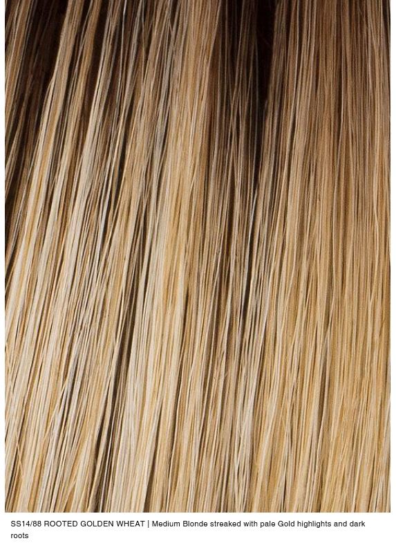 ss14/88 Rooted Golden Wheat Medium Blonde Streaked with pale gold highlights and dark roots hairrdo heat friendly synthetic