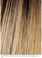 ss14/88 Rooted Golden Wheat Medium Blonde Streaked with pale gold highlights and dark roots hairrdo heat friendly synthetic