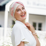 Shakti Turban w/Printed Headband, Oyster w/ Energetic Flowers