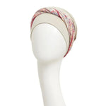 Shakti Turban w/Printed Headband, Oyster w/ Energetic Flowers