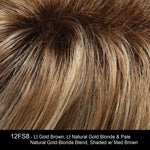 12FS8 - Lt Gold Brown, Lt Natural Gold Blonde & Pale Natural Gold-Blonde Blend, Shaded w/ Med Brown