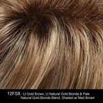 12FS8 | Light Gold Brown, Light Natural Gold Blonde and Pale Natural Gold-Blonde Blend, Shaded with Medium Brown