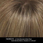14/26S10 | Light Gold Blonde & Medium Red-Gold Blonde Blend, Shaded w/Light Brown at the Roots