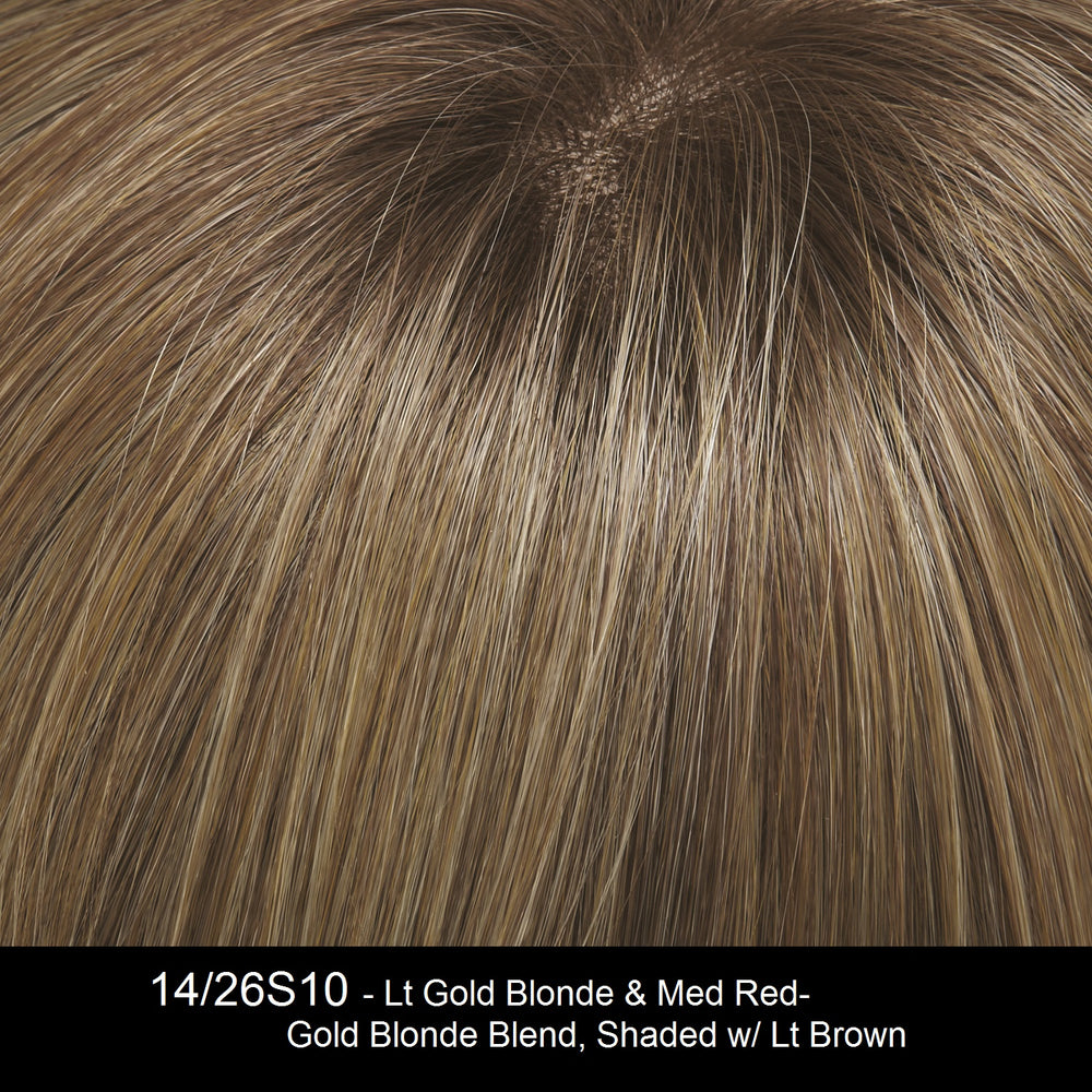 14/26S10 | Light Gold Blonde & Medium Red-Gold Blonde Blend, Shaded w/Light Brown at the Roots
