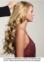 20” INVISIBLE EXTENSION by HAIRDO | R14/88H GOLDEN WHEAT | Medium Blonde streaked with Pale Gold Highlights