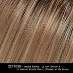 22F16S8 - Venice Blonde: Lt Ash Blonde & Lt Natural Blonde Blend, Shaded w/ Dk Brown 