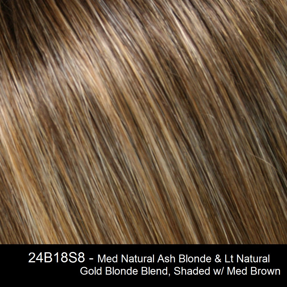 24B18S8 - Med Natural Ash Blonde & Lt. Natural Gold Blonde Blend, Shaded w/ Med Brown