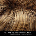 24BT18S8 - Med Natural Ash Blonde & Lt Natural Gold Blonde Blend, Shaded w/ Med Brown