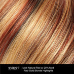 33R27F | Medium Natural Red with 20% Medium Red-Gold Blonde Highlights