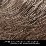 39F38 ROASTED CHESNUT | Light Natural Ash Brown with 75% Grey Front, graduating to Medium Brown with 35% Grey Nape