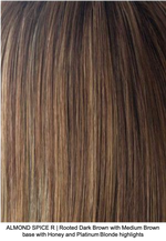 ALMOND SPICE R | Rooted Dark Brown with Medium Brown base with Honey and Platinum Blonde highlights 