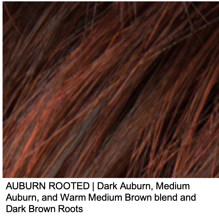 AUBURN ROOTED | Dark Auburn, Medium Auburn, and Warm Medium Brown blend and Dark Brown Roots