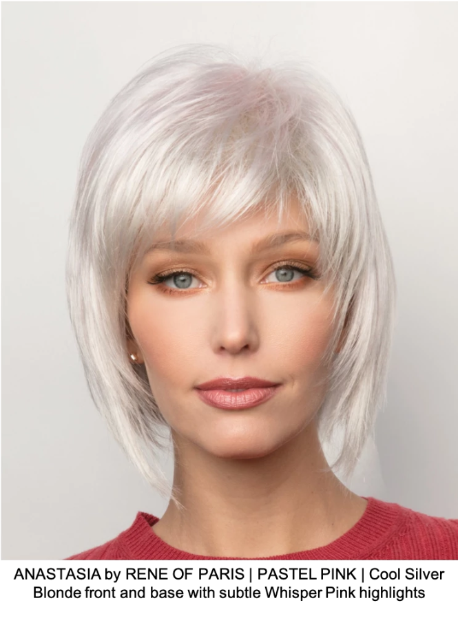 ANASTASIA by RENE OF PARIS | PASTEL PINK | Cool Silver Blonde front and base with subtle Whisper Pink highlights