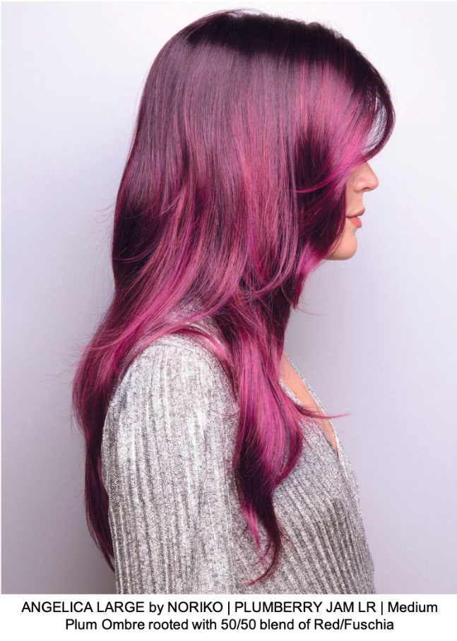 ANGELICA LARGE by NORIKO | PLUMBERRY JAM LR | Medium Plum Ombre rooted with 50/50 blend of Red/Fuschia