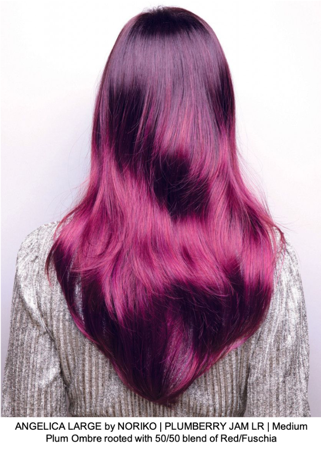 ANGELICA LARGE by NORIKO | PLUMBERRY JAM LR | Medium Plum Ombre rooted with 50/50 blend of Red/Fuschia