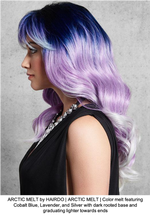 ARCTIC MELT by HAIRDO | ARCTIC MELT | Color melt featuring Cobalt Blue, Lavender, and Silver with dark rooted base and graduating lighter towards ends