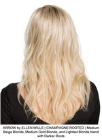 ARROW by ELLEN WILLE | CHAMPAGNE ROOTED | Medium Beige Blonde, Medium Gold Blonde, and Lightest Blonde blend with Darker Roots