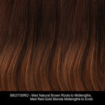 B8/27/30RO | Medium Natural Brown Roots to Midlengths, Medium Red-Gold Blonde Midlengths to Ends
