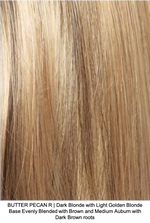 BUTTER PECAN R | Dark Blonde with Light Golden Blonde Base Evenly Blended with Brown and Medium Auburn with Dark Brown roots