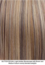 BUTTER PECAN | Light Golden Blonde base with Brown and Medium Auburn evenly blended lowlights 
