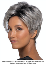 BRADY by ESTETICA | CHROMERT1B | Gray and White with 25% Medium Brown blend and Off-Black roots