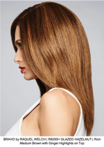 BRAVO by RAQUEL WELCH | R829S+ GLAZED HAZELNUT | Rich Medium Brown with Ginger Highlights on Top