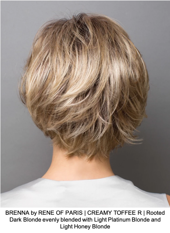 BRENNA by RENE OF PARIS | CREAMY TOFFEE R | Rooted Dark Blonde evenly blended with Light Platinum Blonde and Light Honey Blonde 