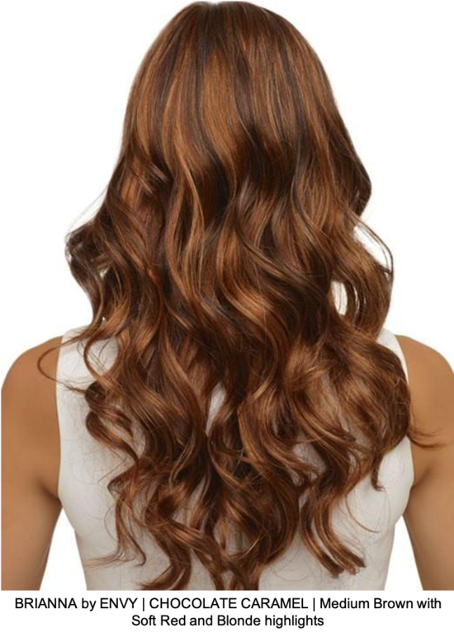 BRIANNA by ENVY | CHOCOLATE CARAMEL | Medium Brown with Soft Red and Blonde highlights 