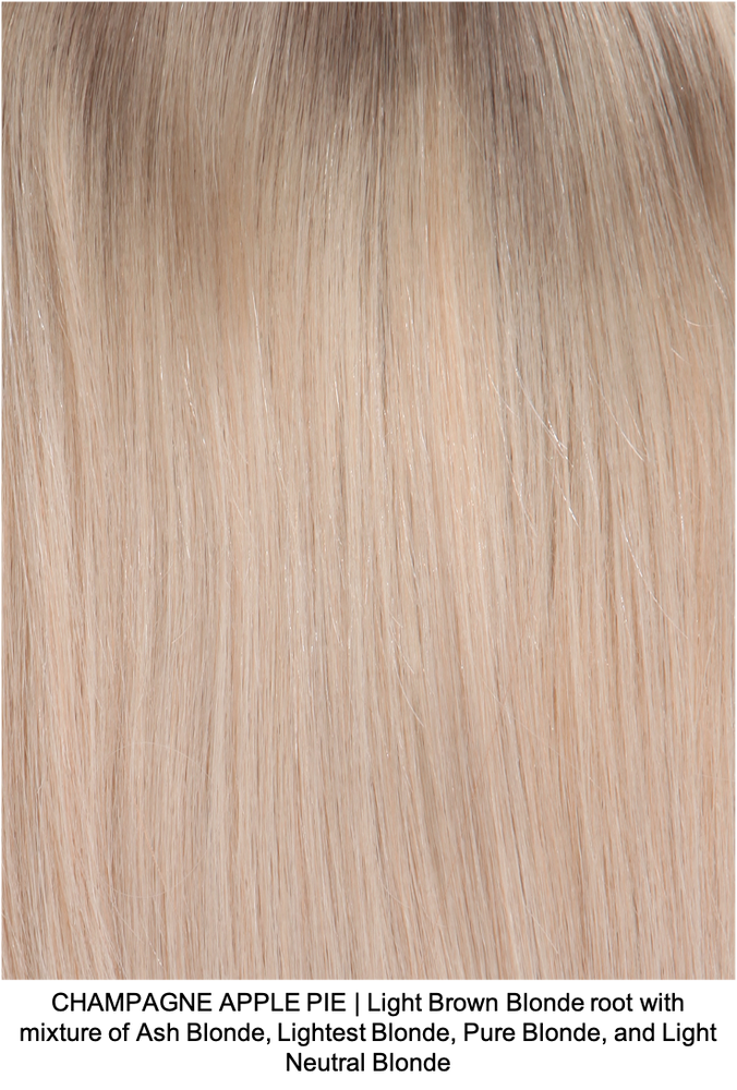 CHAMPAGNE APPLE PIE | Light Brown Blonde root with mixture of Ash Blonde, Lightest Blonde, Pure Blonde, and Light Neutral Blonde 