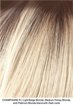 CHAMPAGNE R | Light Beige Blonde, Medium Honey Blonde, and Platinum Blonde blend with Dark roots