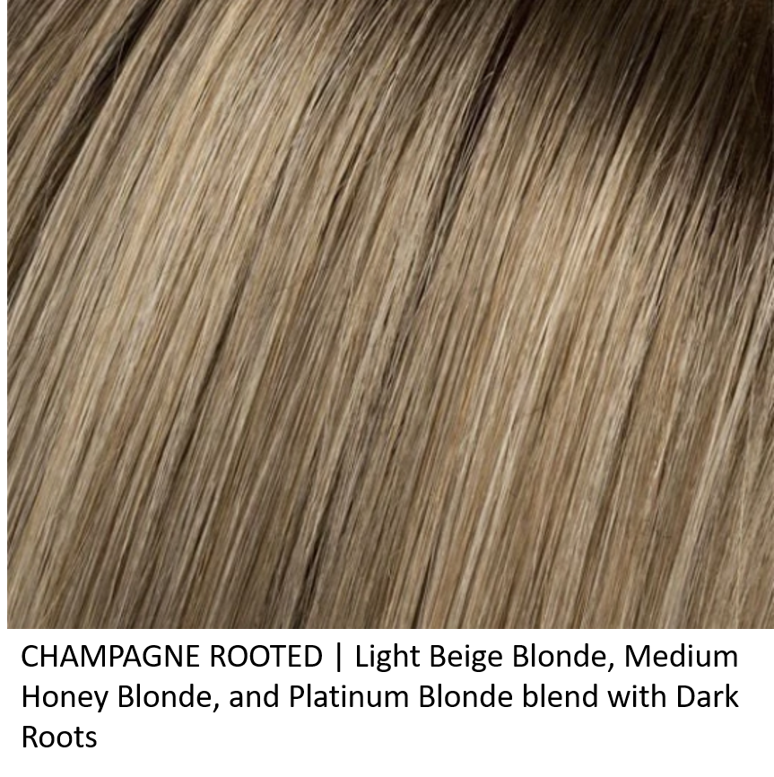 CHAMPAGNE ROOTED | Light Beige Blonde, Medium Honey Blonde, and Platinum Blonde blend with Dark Roots
