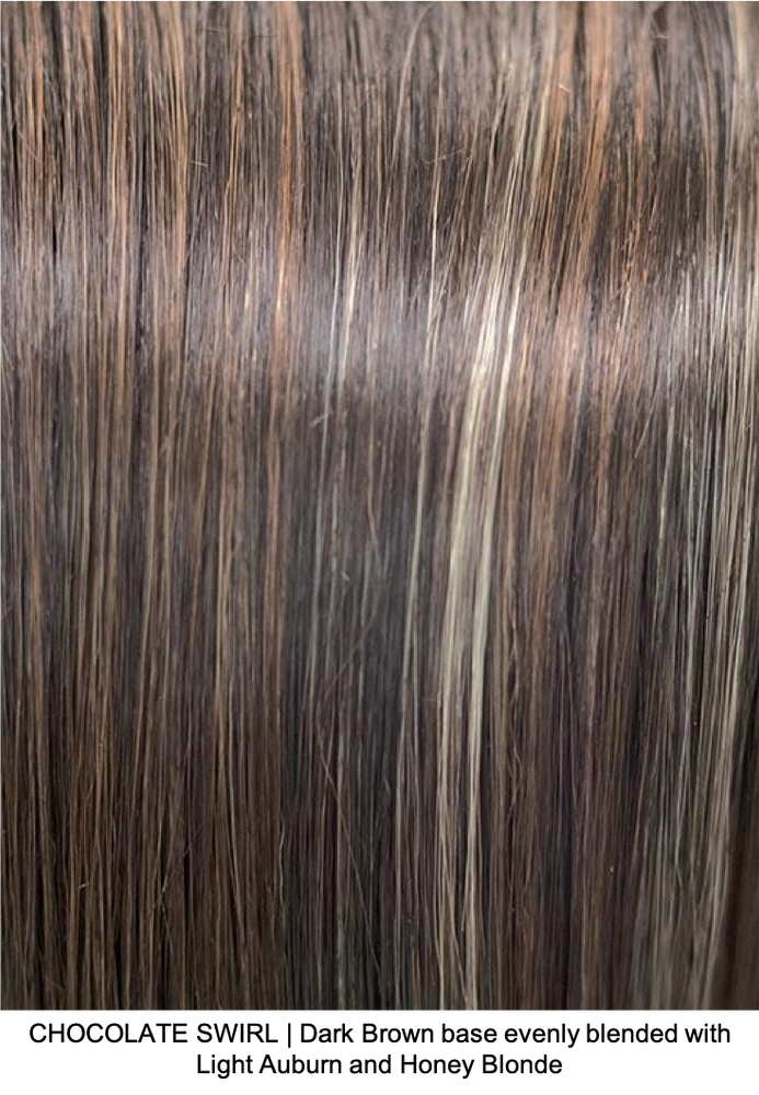 CHOCOLATE SWIRL | Dark Brown base evenly blended with Light Auburn and Honey Blonde 