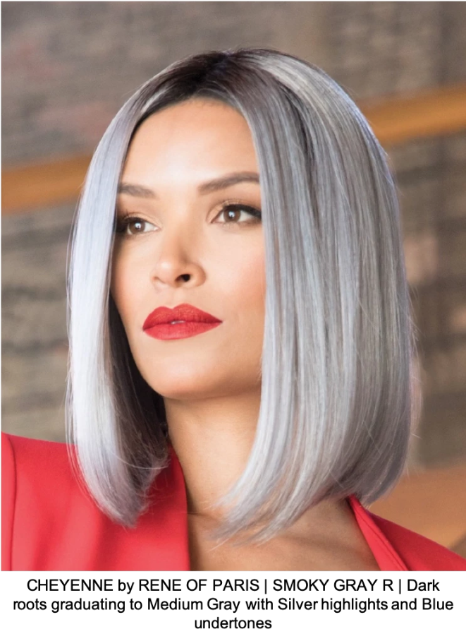 CHEYENNE by RENE OF PARIS | SMOKY GRAY R | Dark roots graduating to Medium Gray with Silver highlights and Blue undertones