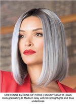 CHEYENNE by RENE OF PARIS | SMOKY GRAY R | Dark roots graduating to Medium Gray with Silver highlights and Blue undertones