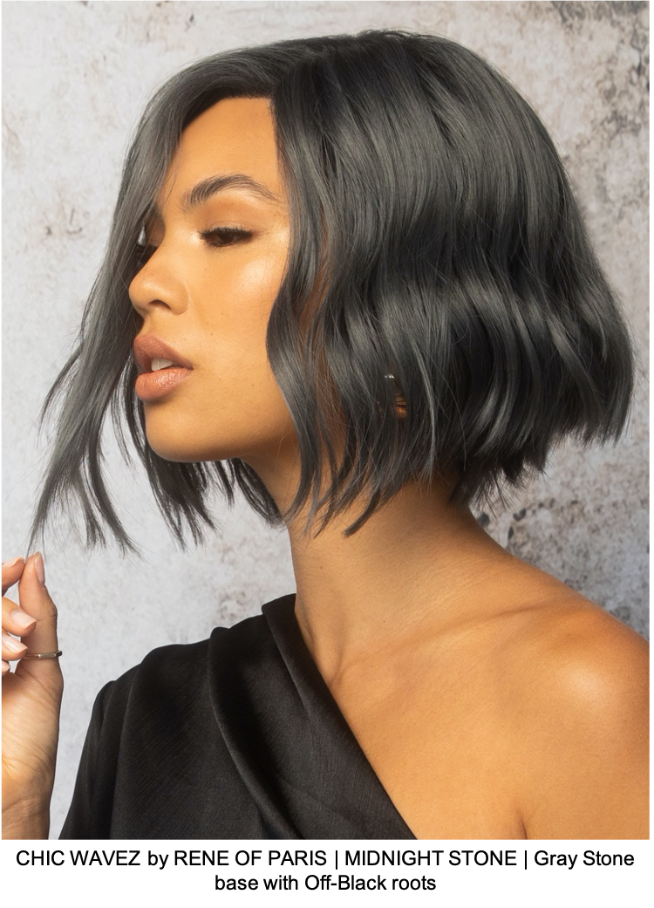 CHIC WAVEZ by RENE OF PARIS | MIDNIGHT STONE | Gray Stone base with Off-Black roots