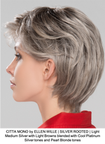 CITTA MONO by ELLEN WILLE | SILVER ROOTED | Light Medium Silver with Light Browns blended with Cool Platinum Silver tones and Pearl Blonde tones