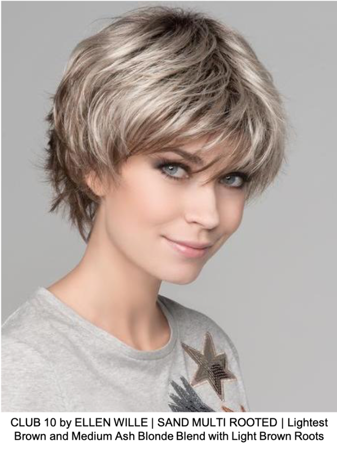 CLUB 10 by ELLEN WILLE | SAND MULTI ROOTED | Lightest Brown and Medium Ash Blonde Blend with Light Brown Roots