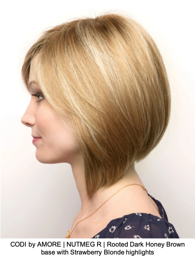 CODI by AMORE | NUTMEG R | Rooted Dark Honey Brown base with Strawberry Blonde highlights