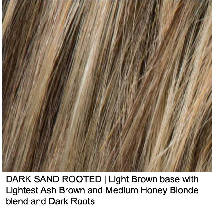 DARK SAND ROOTED | Light Brown base with Lighest Ash Brown and Medium Honey Blonde blend and Dark Roots