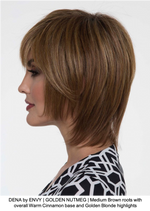 DENA by ENVY | GOLDEN NUTMEG | Medium Brown roots with overall Warm Cinnamon base and Golden Blonde highlights